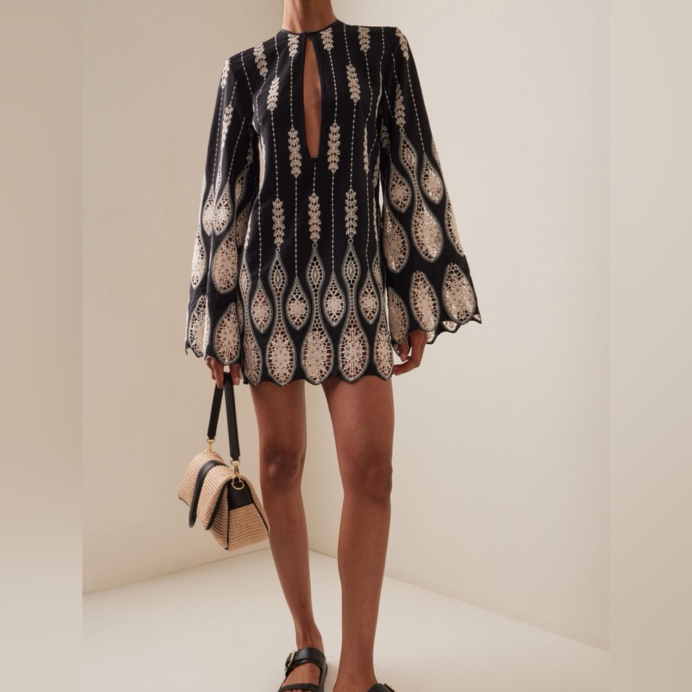 Johanna Ortiz Elegant Black and Cream Dress